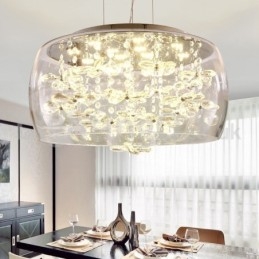 Moderne 40 Cm 50 Cm Rund Krystall Pendellampe I Klart Glass