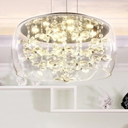 Moderne 40 Cm 50 Cm Rund Krystall Pendellampe I Klart Glass