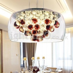 Moderne 40 Cm 50 Cm Rund Krystall Pendellampe I Klart Glass