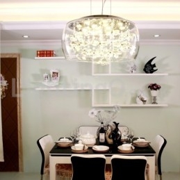 Moderne 40 Cm 50 Cm Rund Krystall Pendellampe I Klart Glass