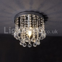 Moderne Rund Krystalllysekrone Til Veranda, Innfelt Lampe