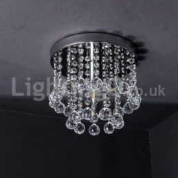 Moderne Rund Krystalllysekrone Til Veranda, Innfelt Lampe