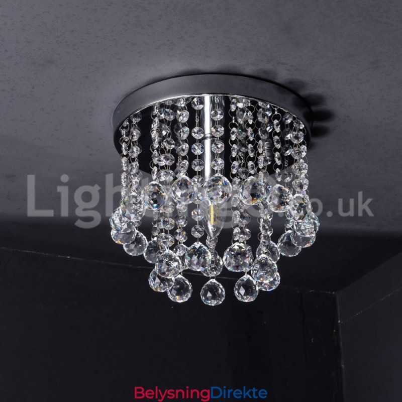 Moderne Rund Krystalllysekrone Til Veranda, Innfelt Lampe