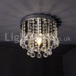 Moderne Rund Krystalllysekrone Til Veranda, Innfelt Lampe