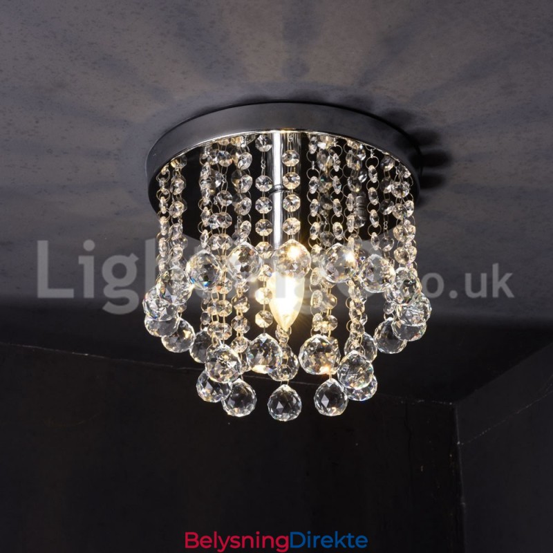 Moderne Rund Krystalllysekrone Til Veranda, Innfelt Lampe