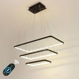 Dimbar Pendellampe Med Fjernkontroll, Moderne Design, Tre Rektangler