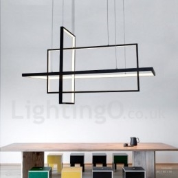 Dimbar Pendellampe Med Fjernkontroll, Moderne Design, Tre Rektangler