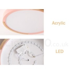 Ultratynn Flerfarget Rund Taklampe I Tre, Heltre Taklampe Med Akrylskjerm I Nordisk Stil