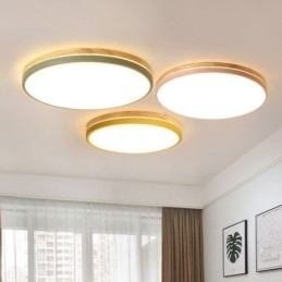 Dimbar Ultratynn Flerfarget Rund Tretaklampe Med Akrylskjerm Taklampe I Nordisk Stil
