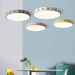 Dimbar Ultratynn Flerfarget Sirkulær Tretaklampe Med Akrylskjerm Taklampe I Nordisk Stil