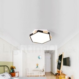 Dimmbar Flerfarget Sekskantet Tretaklampe Med Akrylskjerm Taklampe I Nordisk Stil