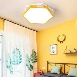 Dimmbar Flerfarget Sekskantet Tretaklampe Med Akrylskjerm Taklampe I Nordisk Stil
