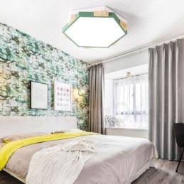 Dimmbar Flerfarget Sekskantet Tretaklampe Med Akrylskjerm Taklampe I Nordisk Stil