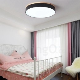 Dimmbar Flerfarget Sirkulær Taklampe I Tre Med Akrylskjerm I Nordisk Stil