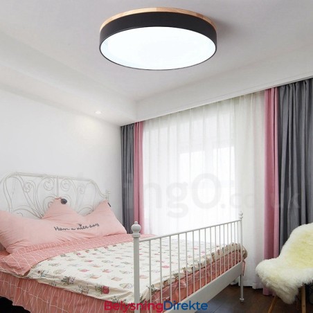 Dimmbar Flerfarget Sirkulær Taklampe I Tre Med Akrylskjerm I Nordisk Stil