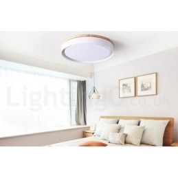 Dimmbar Flerfarget Sirkulær Taklampe I Tre Med Akrylskjerm I Nordisk Stil