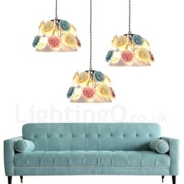 Flerfarget Blomstermakro-Taklampe Med Glassskjerm