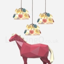 Flerfarget Blomstermakro-Taklampe Med Glassskjerm