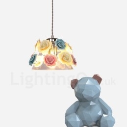 Flerfarget Blomstermakro-Taklampe Med Glassskjerm