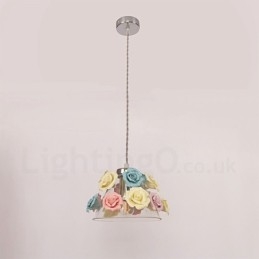 Flerfarget Blomstermakro-Taklampe Med Glassskjerm