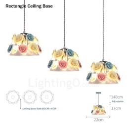 Flerfarget Blomstermakro-Taklampe Med Glassskjerm