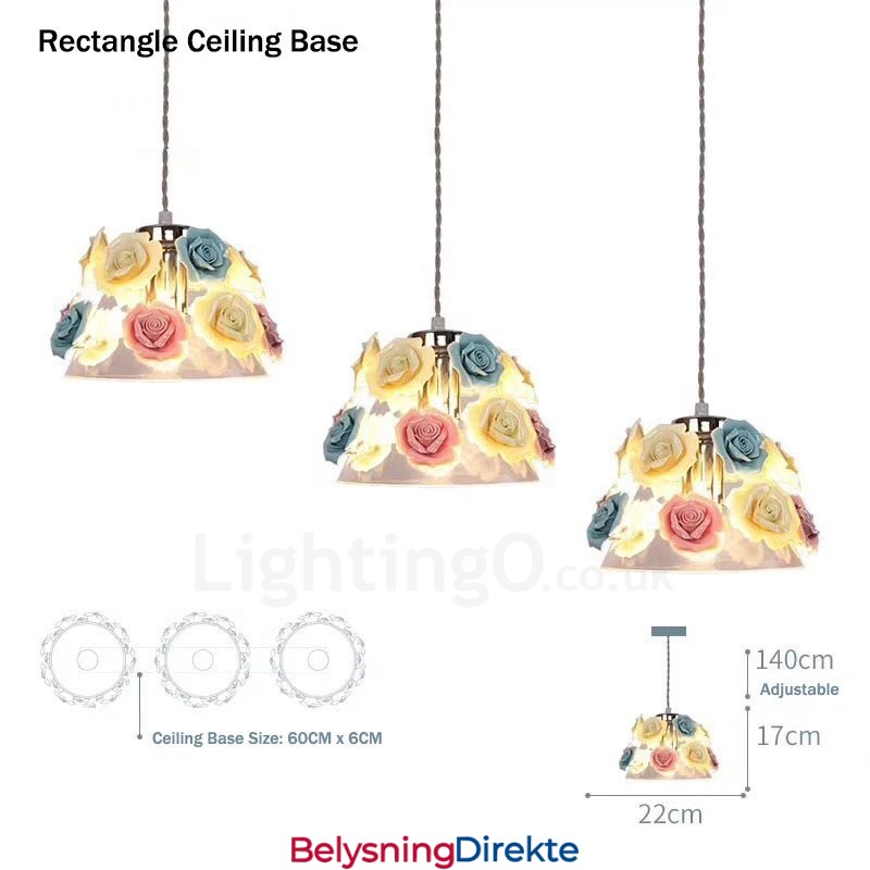 Flerfarget Blomstermakro-Taklampe Med Glassskjerm