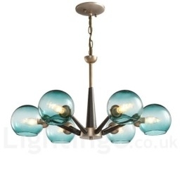 Retro Vintage Magic Bean Rustikk Lysekrone Med Flerfargede Glasskjermer