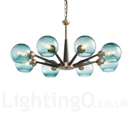 Retro Vintage Magic Bean Rustikk Lysekrone Med Flerfargede Glasskjermer