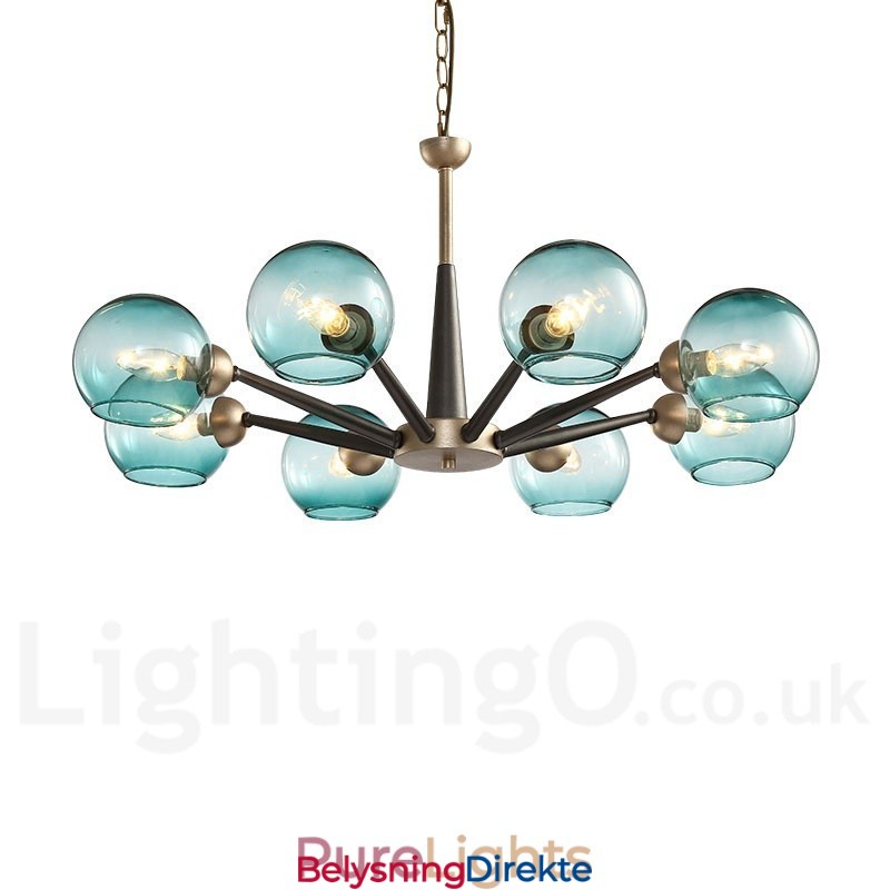 Retro Vintage Magic Bean Rustikk Lysekrone Med Flerfargede Glasskjermer