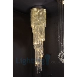 4 X Gu10 + 8 X G4 150 Cm Lang Krystalldråpelampe Moderne K9 Krystallrund Innfelt Taklampe