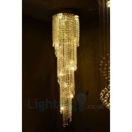 4 X Gu10 + 8 X G4 150 Cm Lang Krystalldråpelampe Moderne K9 Krystallrund Innfelt Taklampe