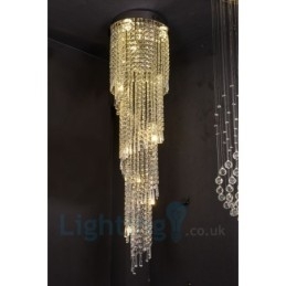 4 X Gu10 + 8 X G4 150 Cm Lang Krystalldråpelampe Moderne K9 Krystallrund Innfelt Taklampe