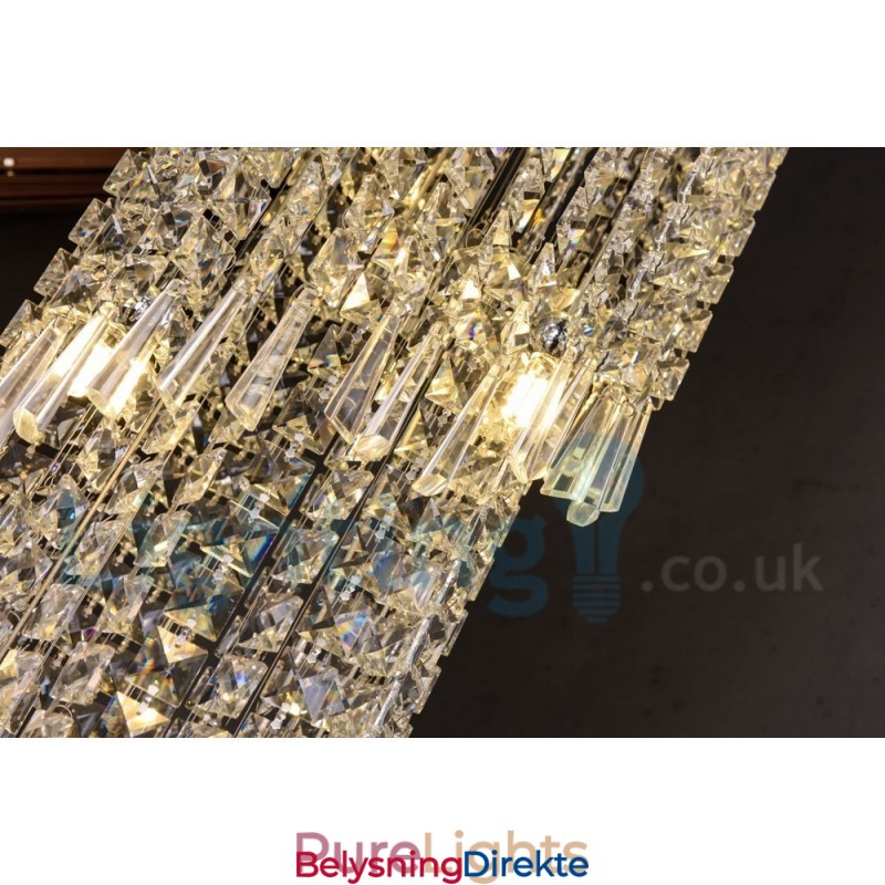 4 X Gu10 + 8 X G4 150 Cm Lang Krystalldråpelampe Moderne K9 Krystallrund Innfelt Taklampe