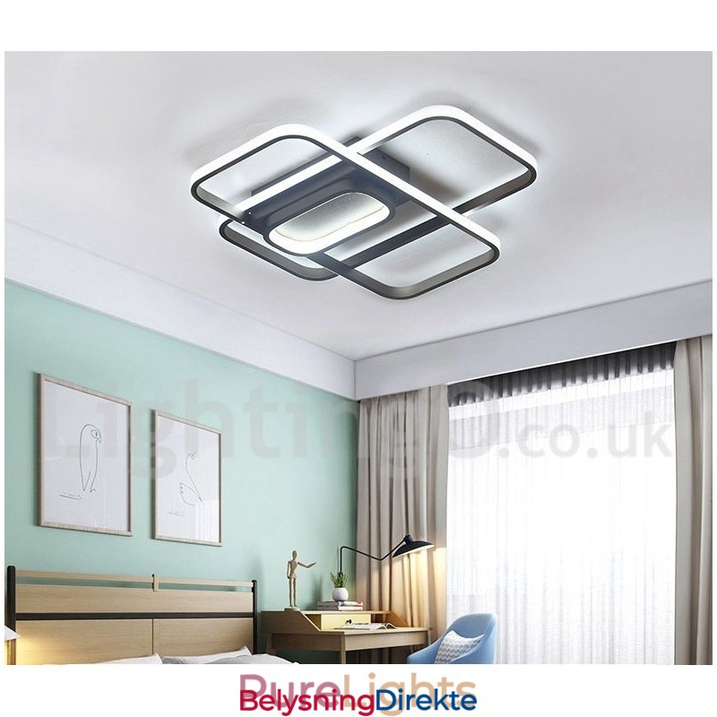 Moderne, Moderne Taklampe I Aluminium Med Maling, Innfelt Lampe Med Fjernkontrolldimmer, Kan Også Brukes Som Vegglampe