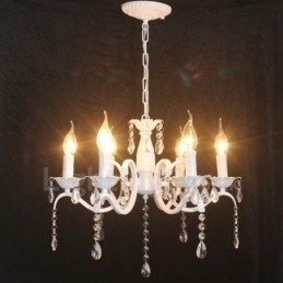 Krystall Rustikk Retro Vintage Hvit Anhengslys Lysekrone Med 6 Lys