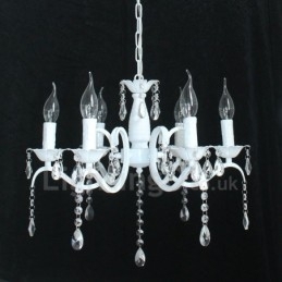 Krystall Rustikk Retro Vintage Hvit Anhengslys Lysekrone Med 6 Lys