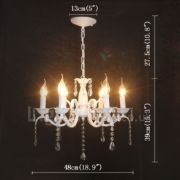 Krystall Rustikk Retro Vintage Hvit Anhengslys Lysekrone Med 6 Lys