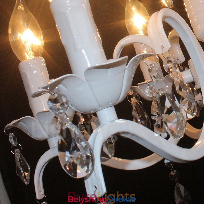 Krystall Rustikk Retro Vintage Hvit Anhengslys Lysekrone Med 6 Lys