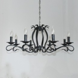 Rustikk Retro Vintage Lysekrone Med 8 Lys, Svart Anheng