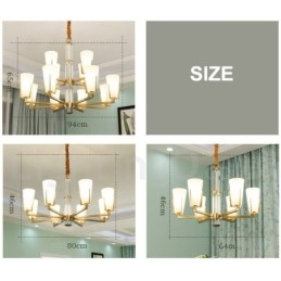 Retro Vintage Messingkrystaller Anhengslys Lysekrone Med Glassskjermer