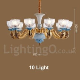 Retro Vintage Messing Keramikk Anhengslys Lysekrone Med Glassskjermer