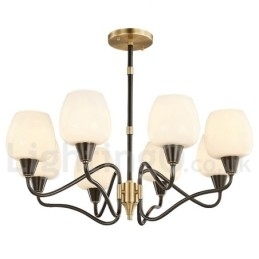 Retro Vintage Messing Anhengslysekrone Med Glassskjermer
