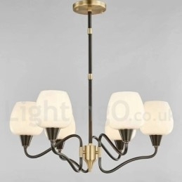 Retro Vintage Messing Anhengslysekrone Med Glassskjermer