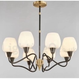 Retro Vintage Messing Anhengslysekrone Med Glassskjermer