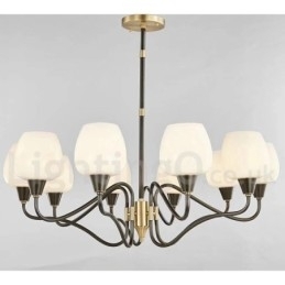 Retro Vintage Messing Anhengslysekrone Med Glassskjermer