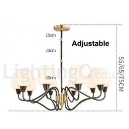 Retro Vintage Messing Anhengslysekrone Med Glassskjermer