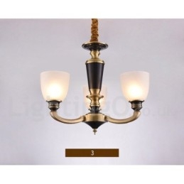 Luksuriøs Rustikk Retro Vintage Messing Anhengslysekrone Med Glassskjermer