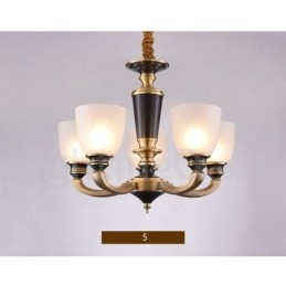 Luksuriøs Rustikk Retro Vintage Messing Anhengslysekrone Med Glassskjermer