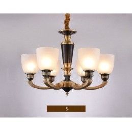 Luksuriøs Rustikk Retro Vintage Messing Anhengslysekrone Med Glassskjermer
