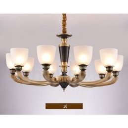 Luksuriøs Rustikk Retro Vintage Messing Anhengslysekrone Med Glassskjermer